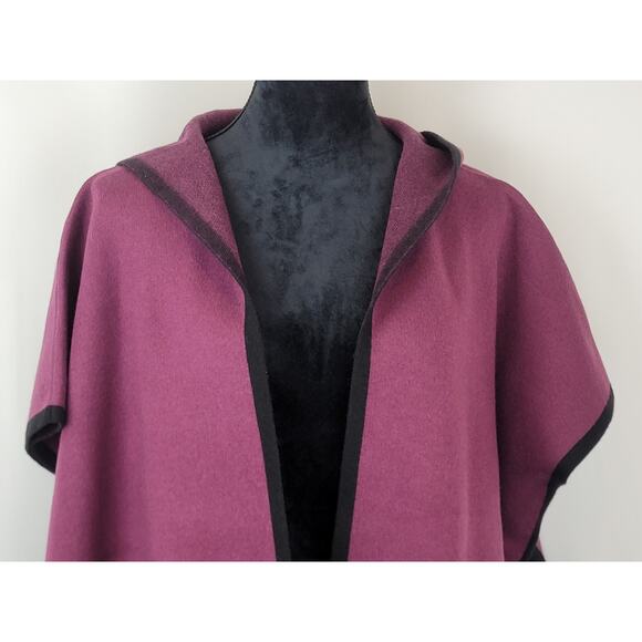 State Fusio Womens Hoodie Cardigan Cashmere Wool Short Sleeve Sweater Violet Med - Picture 2 of 9